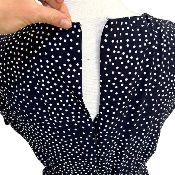 Boden Camille Blue Dot Tie Waist Sleeveless Midi Dress Size 8 10 Medium - Picture 5 of 7